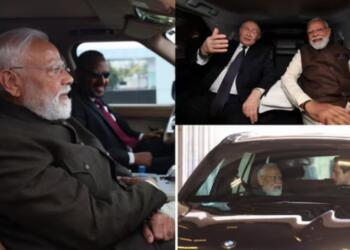 PM Modi In Car with Different Leaders