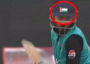 Furqan Bhatt Enters Field Wearing Palestinian Flag on Helmet