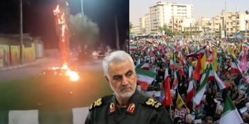 Iran Anti-Regime Protesters Set Fire to the Statue of Qasem Soleimani