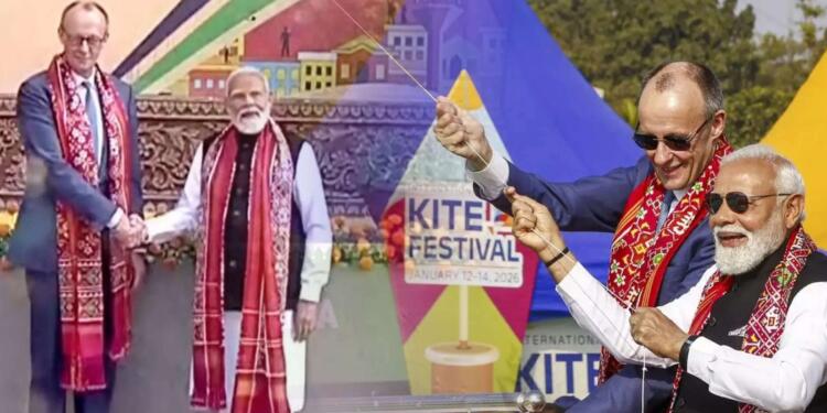 PM Modi, German Chancellor Fly Lord Hanuman Kite in Gujarat as ‘Operation Sindoor’ Banner Soars; India–EU Free Trade Deal on Agenda