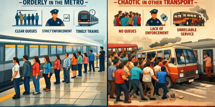Why Indians Behave in Metro but Not in Other Transport Systems: Insights from the Economic Survey