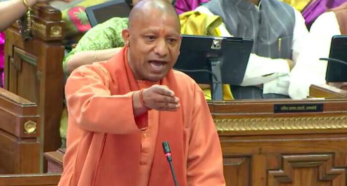Chief Minister Yogi Adityanath speaking during the special session of the Uttar Pradesh Assembly