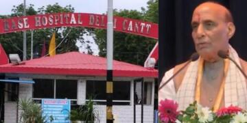 Rajnath Singh at Base Hospital, Delhi