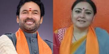 G. Kishan Reddy with Agnimitra Paul ahead of Bengal elections.