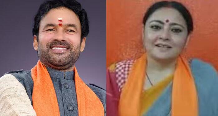 G. Kishan Reddy with Agnimitra Paul ahead of Bengal elections.