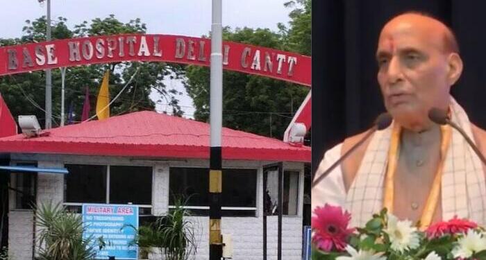 Rajnath Singh at Base Hospital, Delhi