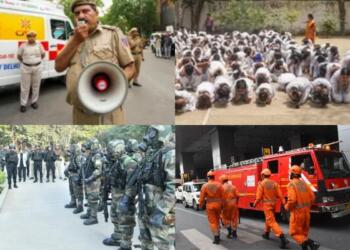Delhi Police, Delhi Fire Services, National Disaster, Response Force (NDRF) Civil Defence volunteers