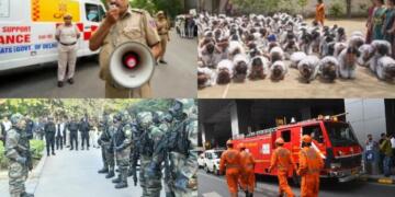 Delhi Police, Delhi Fire Services, National Disaster, Response Force (NDRF) Civil Defence volunteers