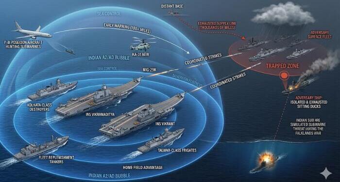The Mobile Sovereign Fortress: How India’s Carrier Fleet Rewrites the A2/AD Playbook