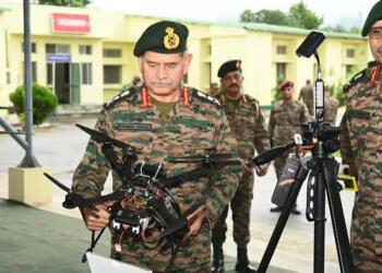 COAS General Upendra Dwivedi reviewing indigenous drone capabilities