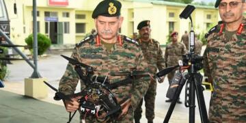 COAS General Upendra Dwivedi reviewing indigenous drone capabilities