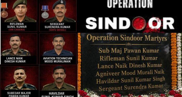 India Officially Names Six Operation Sindoor Martyrs as Their Sacrifice Enters National War Memorial Record