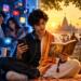 Young Indian Gen Z exploring Sanatan Dharma through smartphones, social media and the Bhagavad Gita