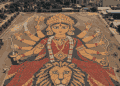 Adani Cement Creates Giant Maa Durga Tribute With 15,000 Cement Bags