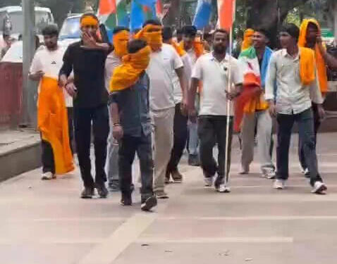 NSUI’s Saffron Flags at Anti-CEC Protest Trigger Political Row